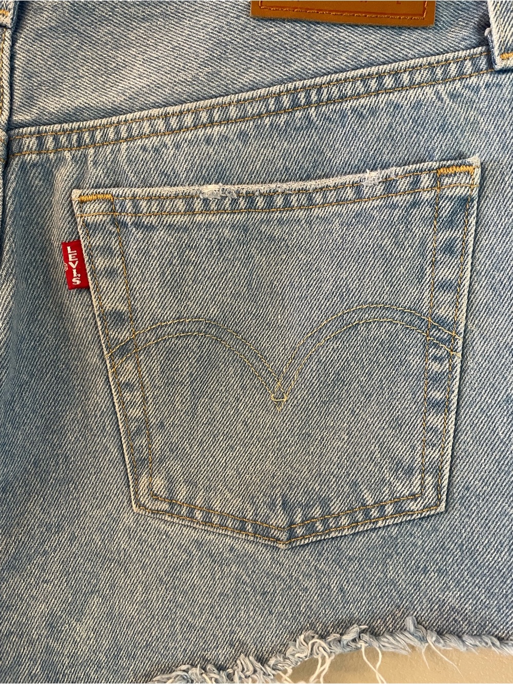 Levi’s Light Blue Distressed Denim Shorts - Women's High-Rise Cutoff - Picture 4 of 8